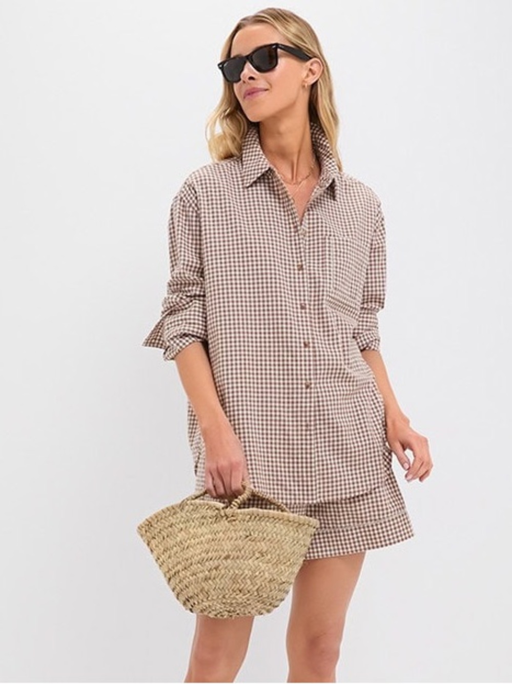 Tuckernuck studio McGee Brown Checked Button-Up Shirt 100% cotton